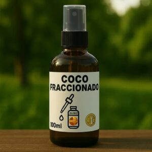 Aceite de coco fraccionado IKARO en botella, aceite portador sin aroma ideal para aromaterapia, masajes y dilución de aceites esenciales