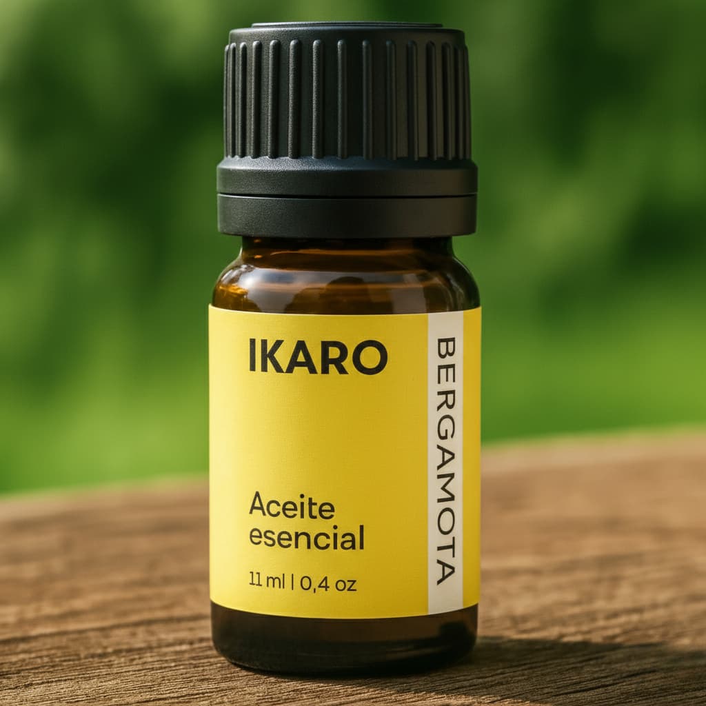 aceite esencial de bergamota 11 ml frasco ámbar puro IKARO