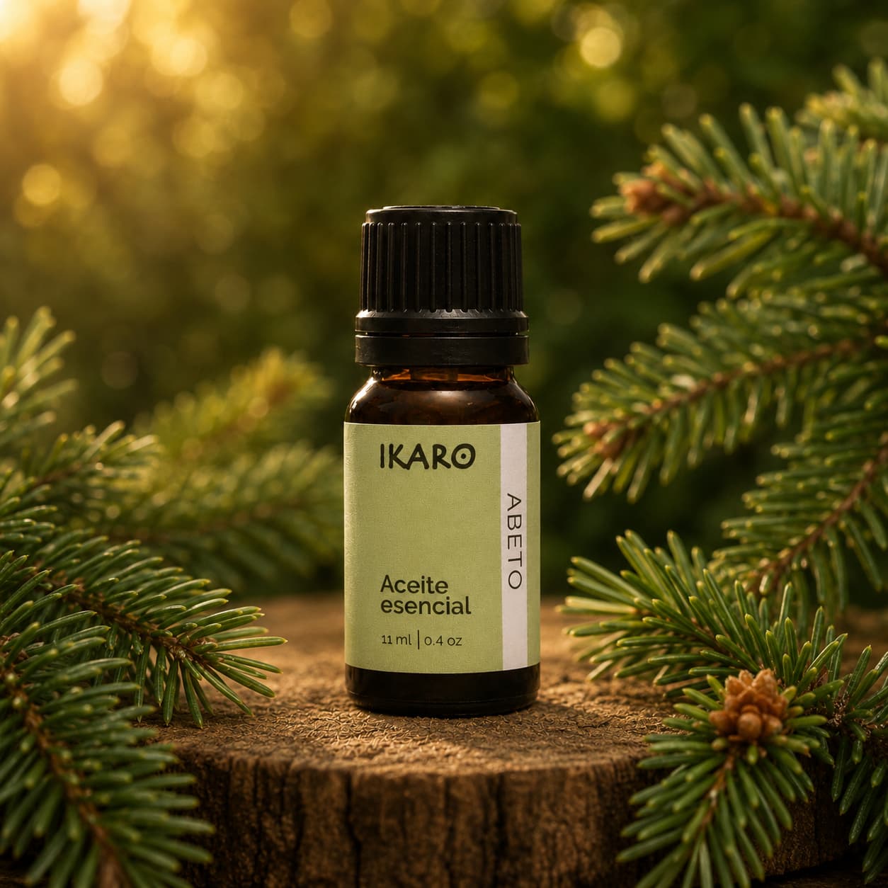 aceite esencial de abeto siberiano 11 ml IKARO, aroma fresco balsámico, respiración clara y relajante