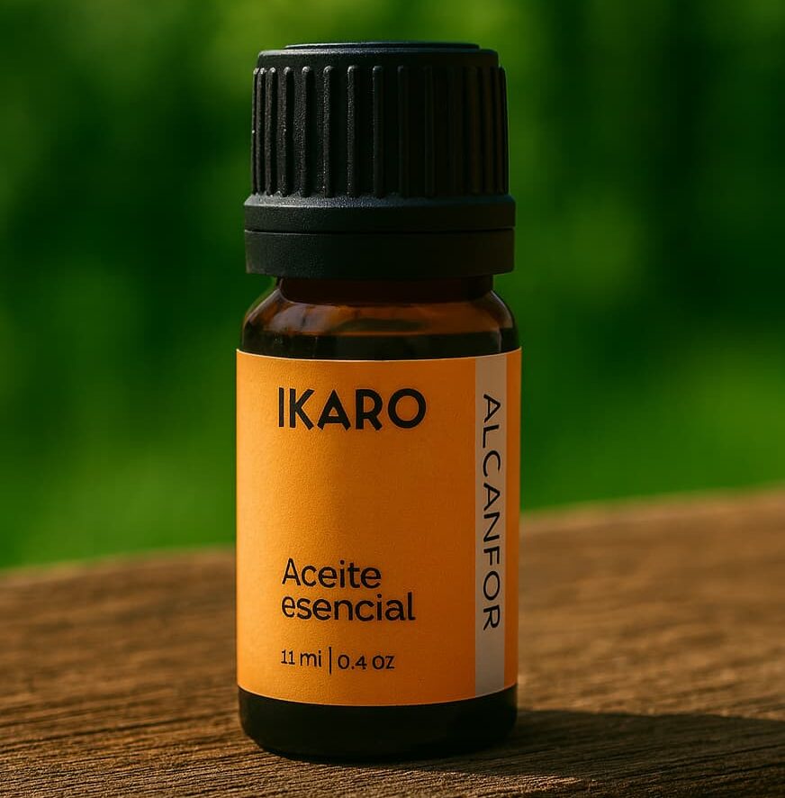 aceite esencial de alcanfor 11 ml IKARO, aroma fresco balsámico, respiración y alivio muscular