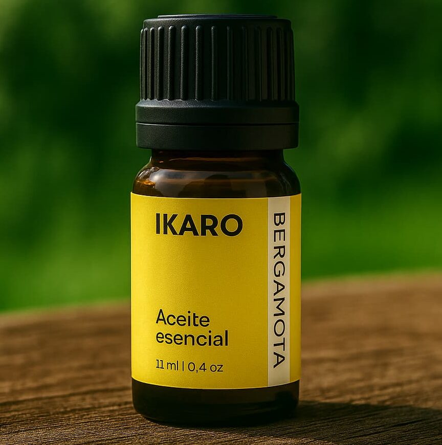 aceite esencial de bergamota 11 ml frasco ámbar puro IKARO