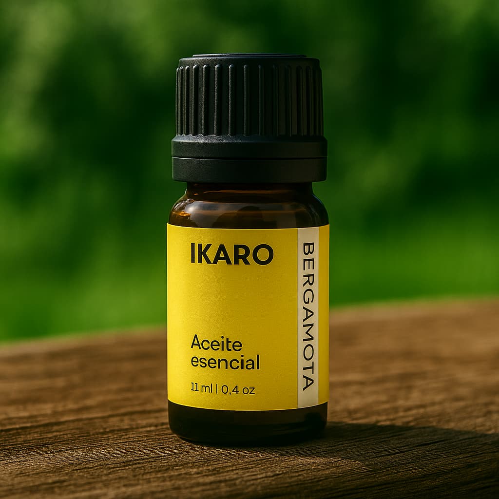 aceite esencial de bergamota 11 ml frasco ámbar puro IKARO