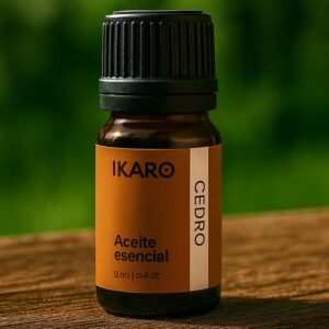 Aceite esencial de cedro atlas puro 11 ml IKARO frasco ámbar aroma cálido leñoso