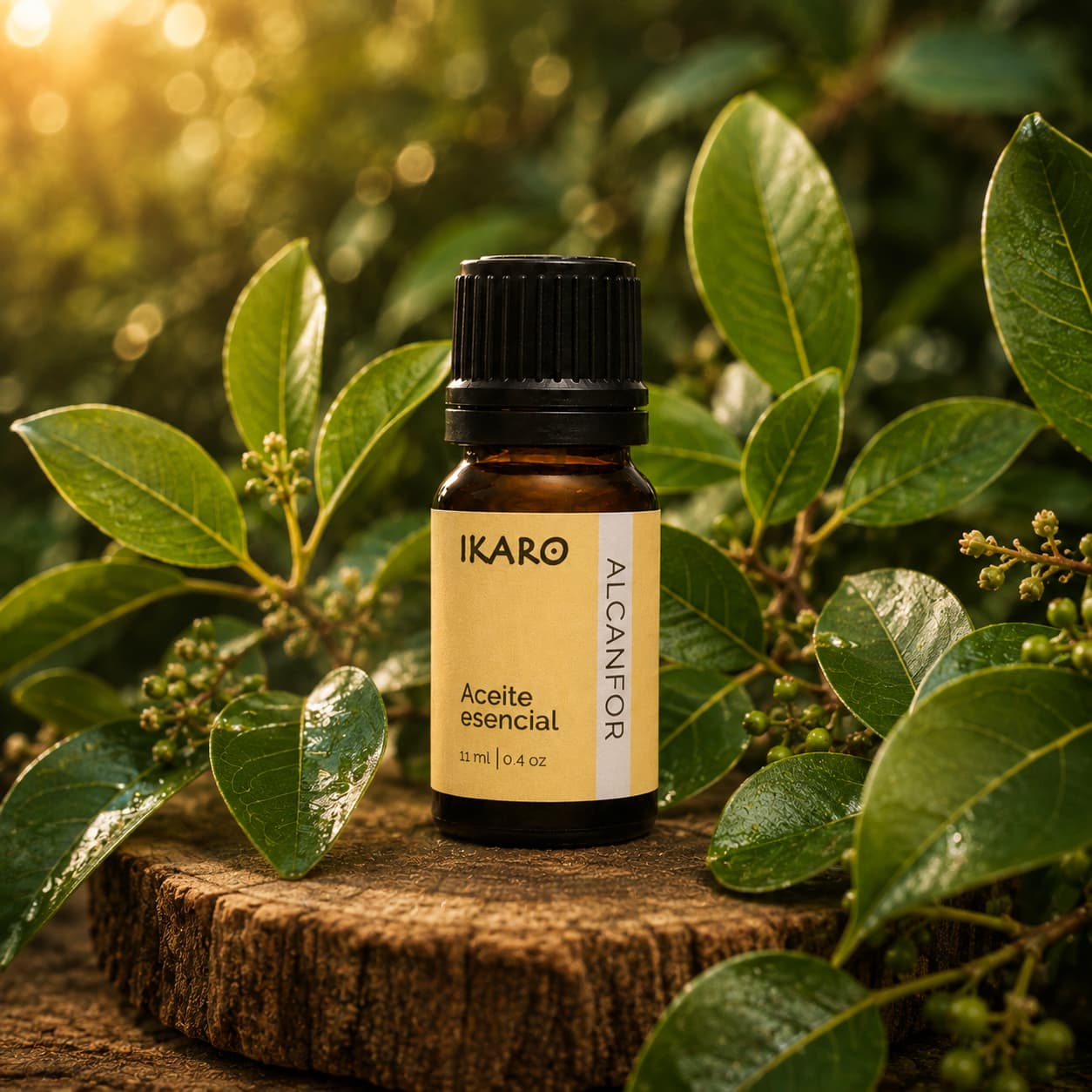 aceite esencial de alcanfor 11 ml IKARO, aroma fresco balsámico, respiración y alivio muscular