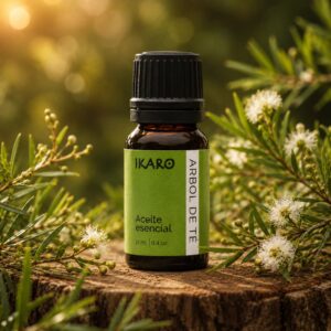 Aceite esencial de árbol del té puro – Tea Tree Oil 11 ml IKARO para acné, hongos y caspa