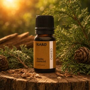 Aceite esencial de cedro atlas puro 11 ml IKARO frasco ámbar aroma cálido leñoso