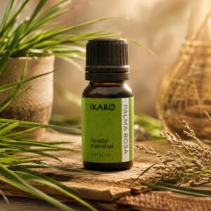 Aceite esencial de palmarosa IKARO 100% puro 11 ml – aroma floral con notas a rosa, regenerador de la piel y equilibrante emocional