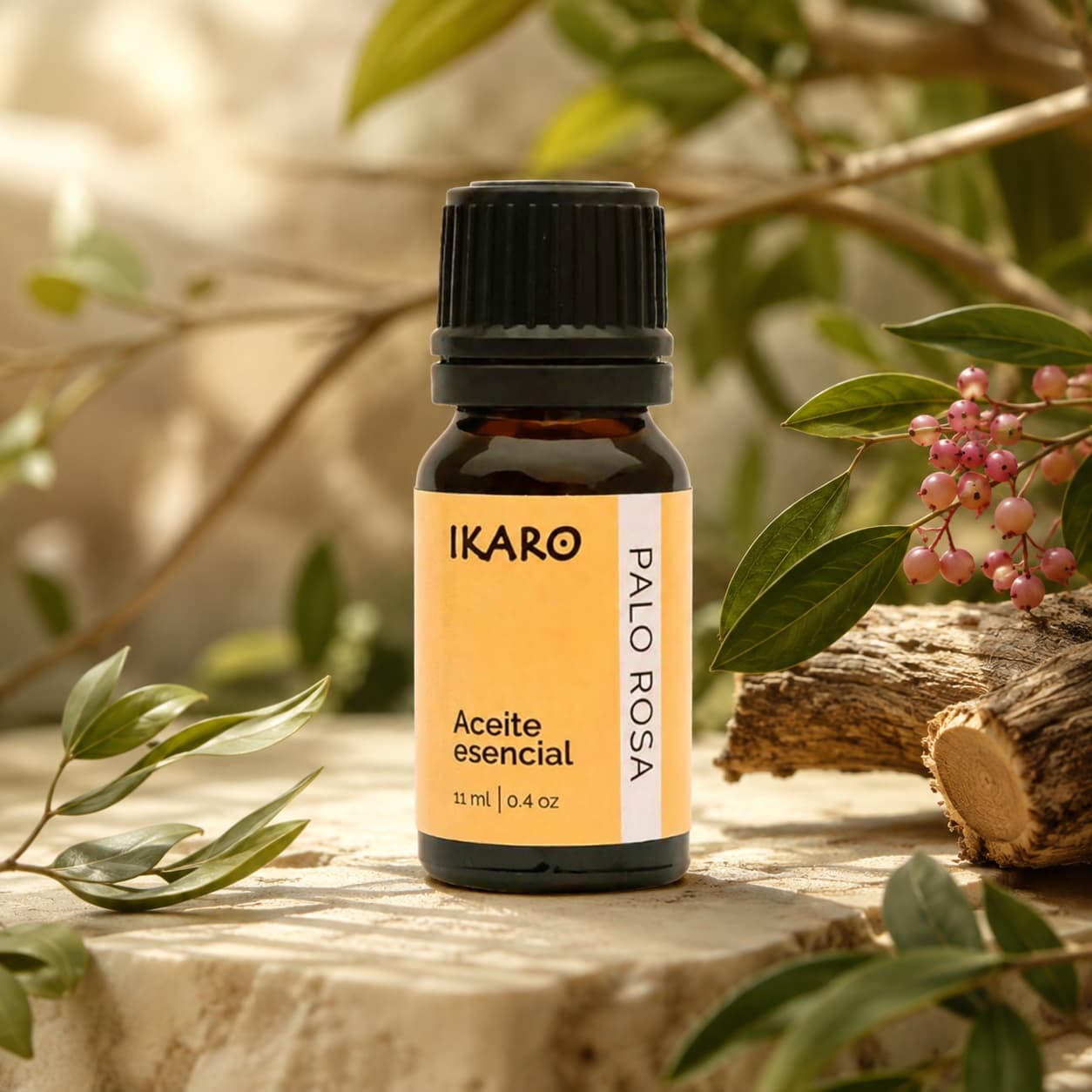 Aceite esencial de palo rosa IKARO 100% puro 11 ml – aroma floral y amaderado, regenerador de la piel y calmante emocional