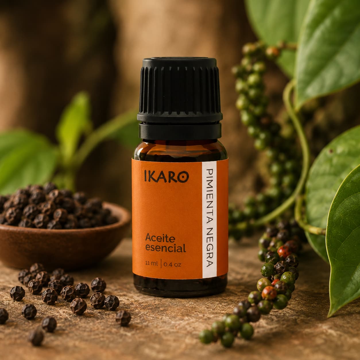 aceite esencial de pimienta negra IKARO 100% puro – alivio del dolor, circulación y digestión