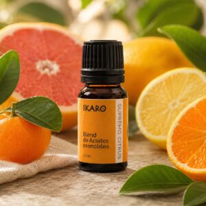 Supremo Citrus: sinergia cítrica con pomelo, naranja, mandarina y limón para elevar el ánimo, claridad y energía. Envío a todo el Perú.