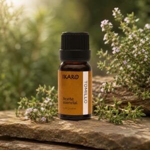 Aceite esencial de tomillo IKARO 10 ml – Thymus vulgaris qt. timol para defensas y respiración