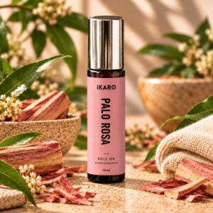 El Roll-On de Palo Rosa IKARO (10 ml) combina el poder del aceite esencial de Palo Rosa, rico en linalol, con la suavidad del aceite de jojoba, ideal para la piel.