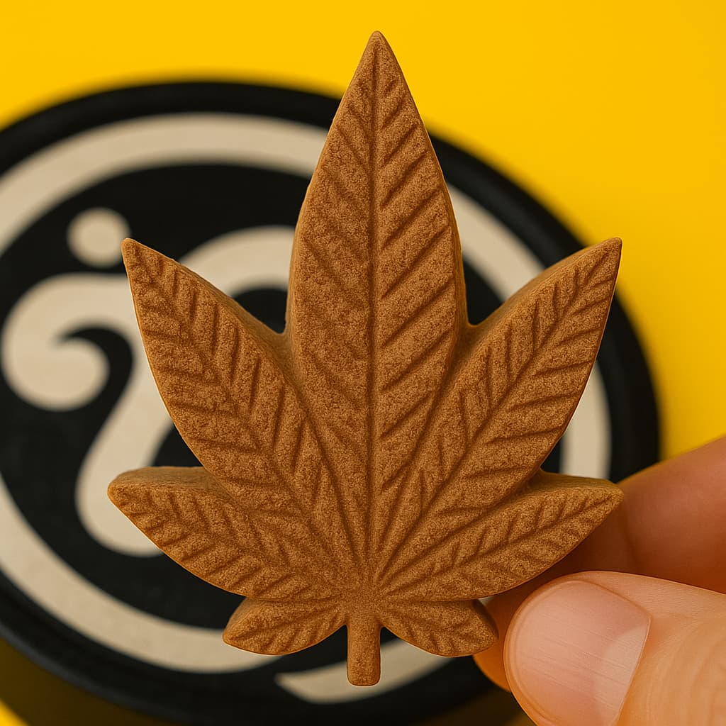 incienso en forma de hoja de cannabis hecho a mano con palo santo y resinas sagradas