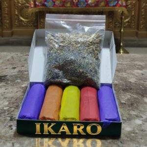 Carbón litúrgico vegetal IKARO en Perú – Caja con 25 unidades y mezcla de hierbas aromáticas naturales para rituales religiosos