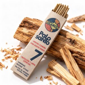 Sahumerios en Varillas de Palo Santo (7 unidades) Elaborados con madera reaprovechada y 100% natural. Purifican y armonizan tus espacios. Ideales para rituales, meditación y relajación. Sin químicos ni aditivos