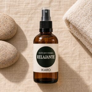 Aceite relajante IKARO 100 ml para masajes y sueño reparador con lavanda, naranja y patchouli