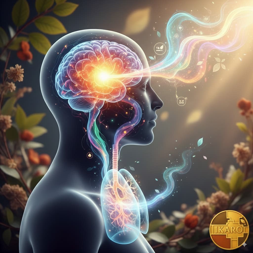 Inhalación directa de aceites esenciales con manos en cuenco