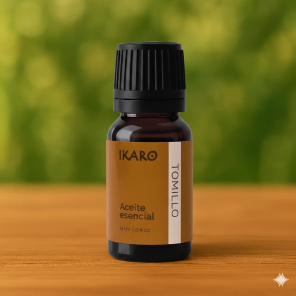 Aceite esencial de tomillo IKARO 10 ml – Thymus vulgaris qt. timol para defensas y respiración