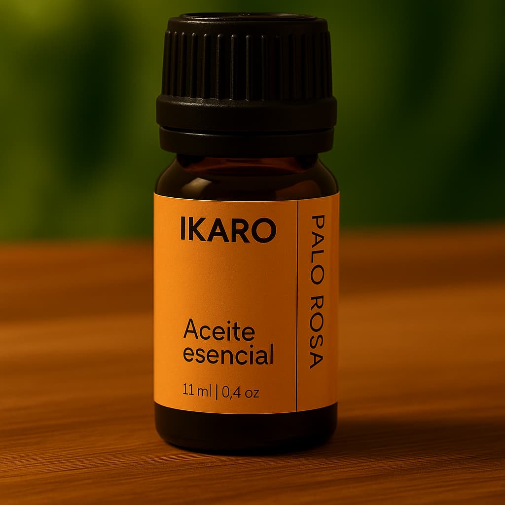 Aceite esencial de Palo Rosa (Aniba rosaeodora) – 11 ml Aceite esencial de palo rosa IKARO 100% puro 11 ml – aroma floral-amaderado, regenerador de la piel y calmante emocional
