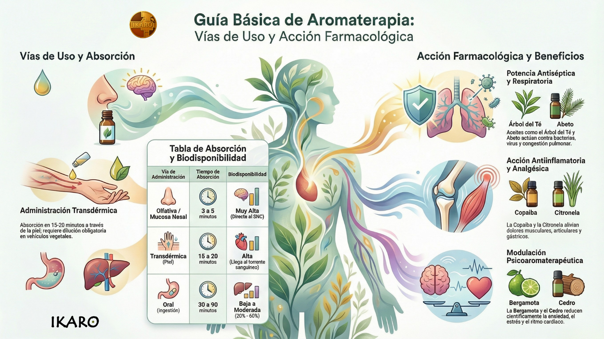 Guía básica de aromaterapia: vías de uso, absorción y acción farmacológica de los aceites esenciales