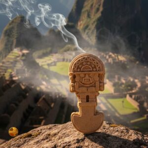 el incienso ecologico de palo santo con resinas naturales en forma de TUMI . Compra en IKARO Perú