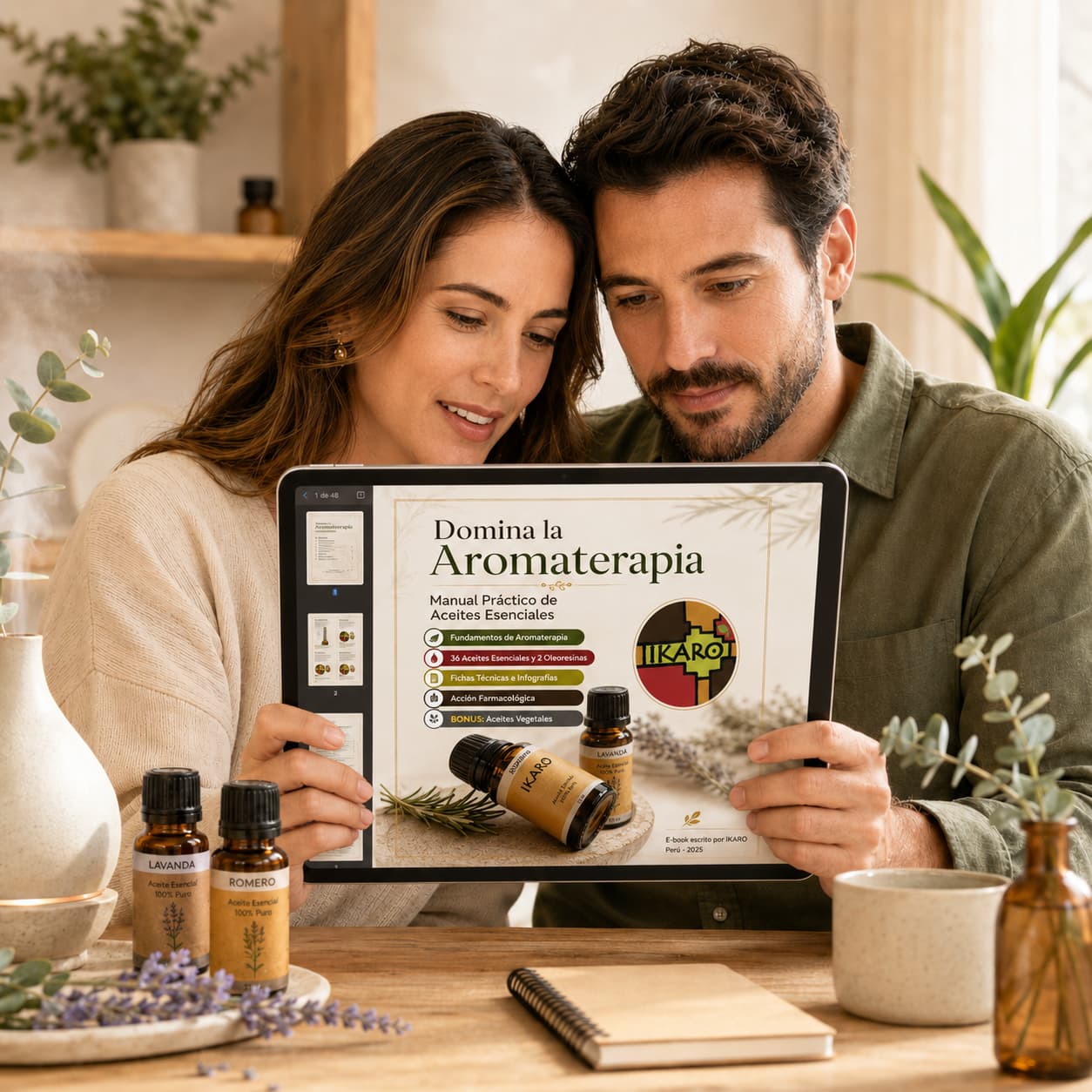 Guía de Aromaterapia IKARO en PDF de 189 páginas sobre aceites esenciales, química, psicoaromaterapia y aceites vegetales