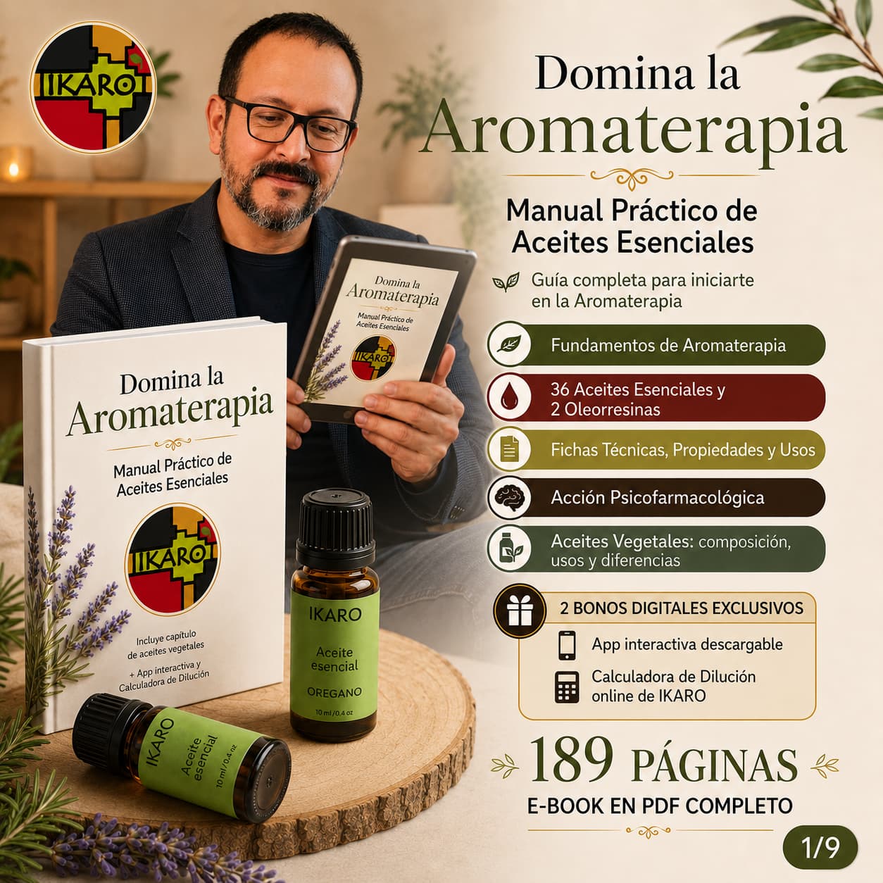 Manual práctico de aceites esenciales IKARO - ebook de 189 páginas