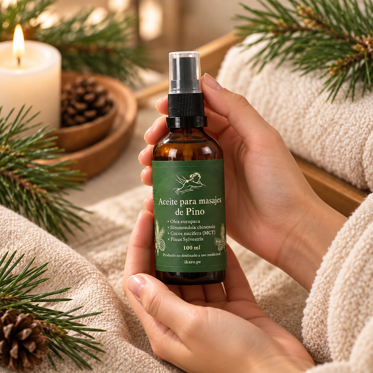 Aceite para Masajes de Pino IKARO 100 ml con aceite esencial de Pinus sylvestris