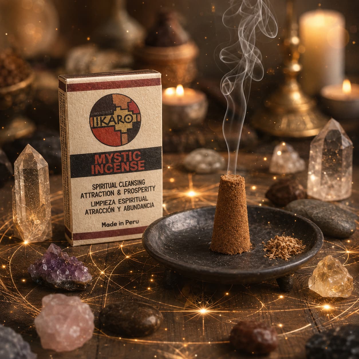 Conos de Incienso de Palo Santo Místico IKARO durante un ritual aromático
