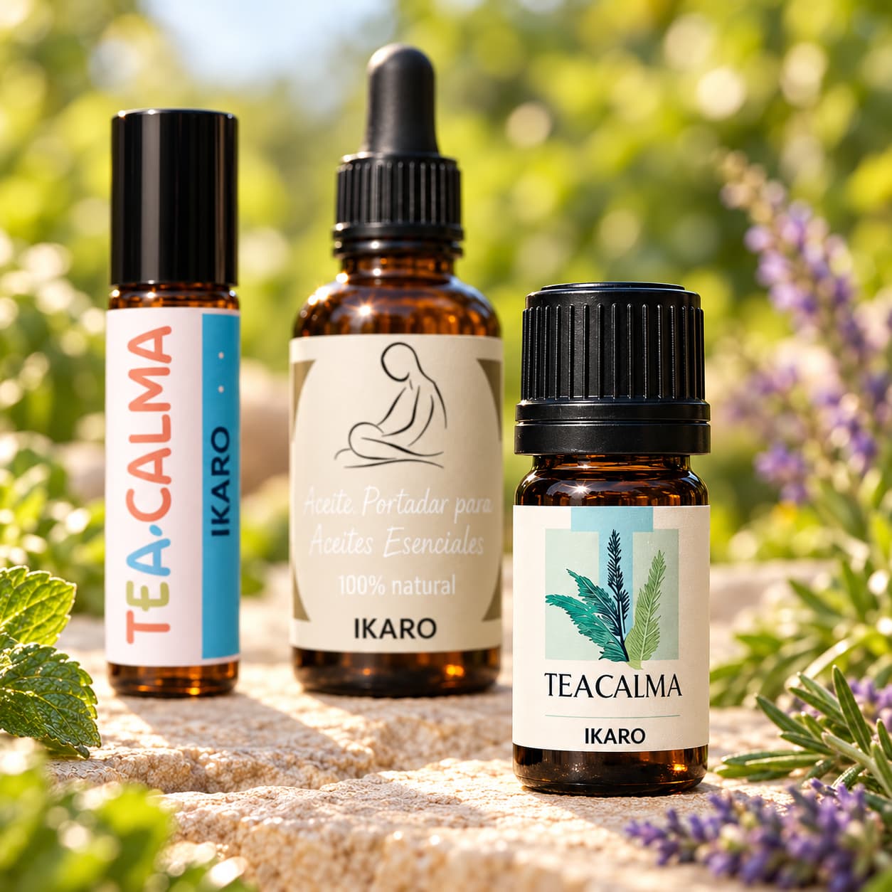 Kit TEA Calma IKARO – roll-on de 10 ml, mezcla de aceites esenciales de 5 ml y aceite base de 30 ml